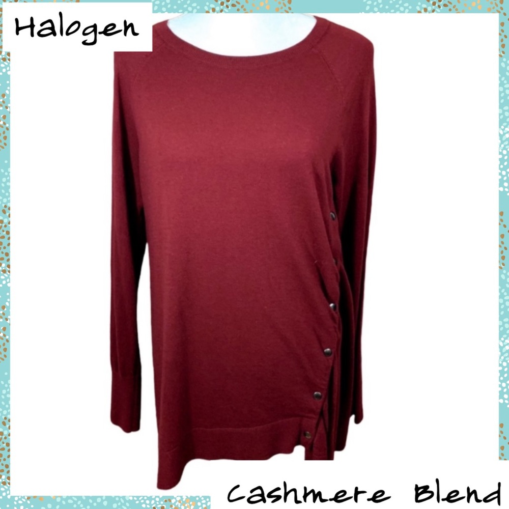 Halogen Burgundy Wool/Cashmere Sweater Tunic - Picture 1 of 9